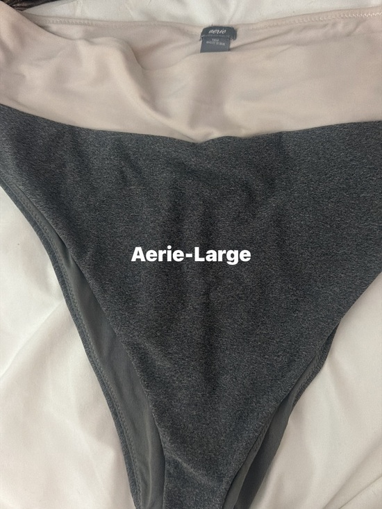 aerie Other - aerie Two-Tone High-Cut Bikini Bottoms in Charcoal and Pale Pink